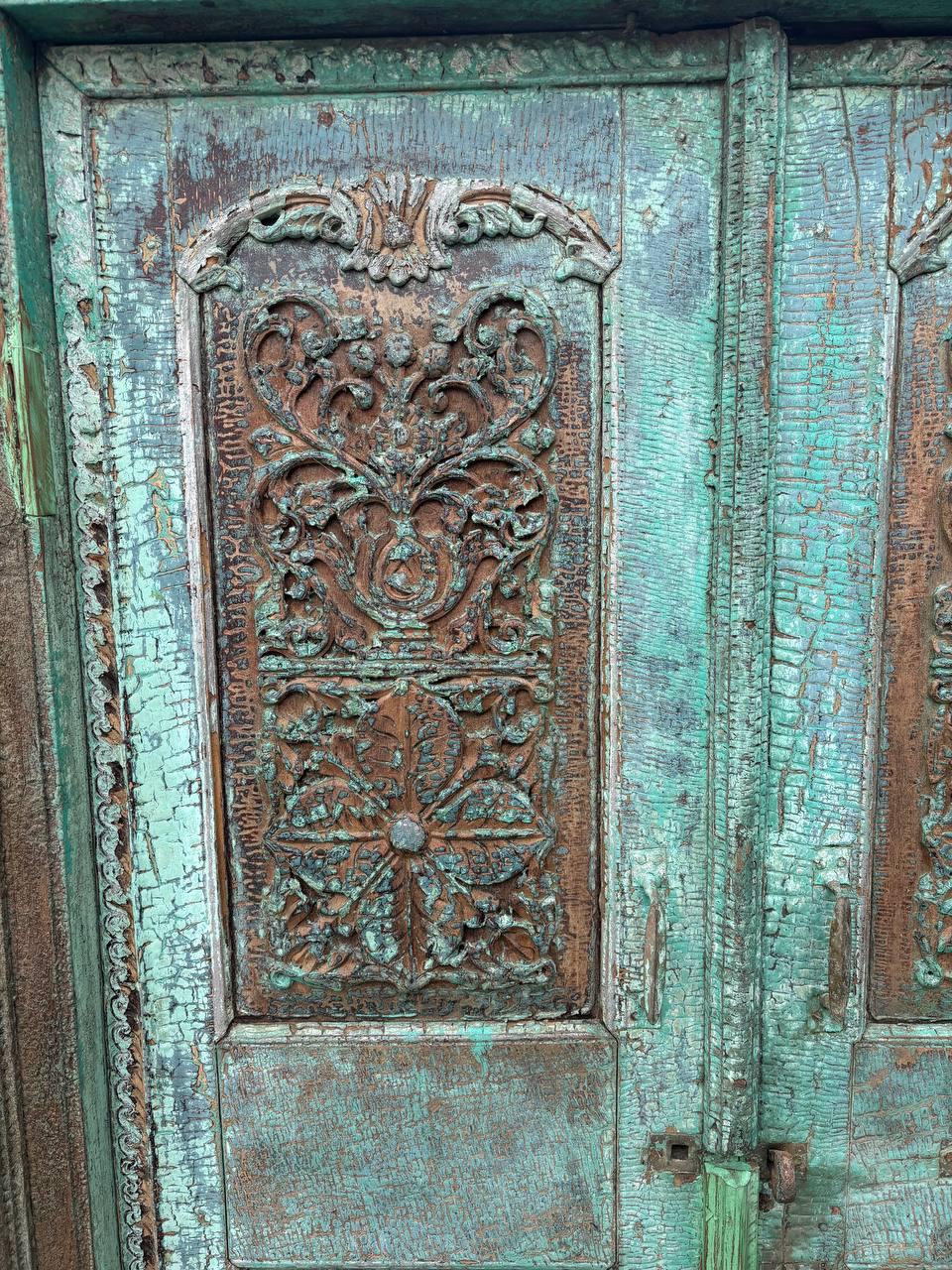 Carved Wooden Indian Doors: Boho Farmhouse Entrance