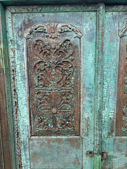 Carved Wooden Indian Doors: Boho Farmhouse Entrance