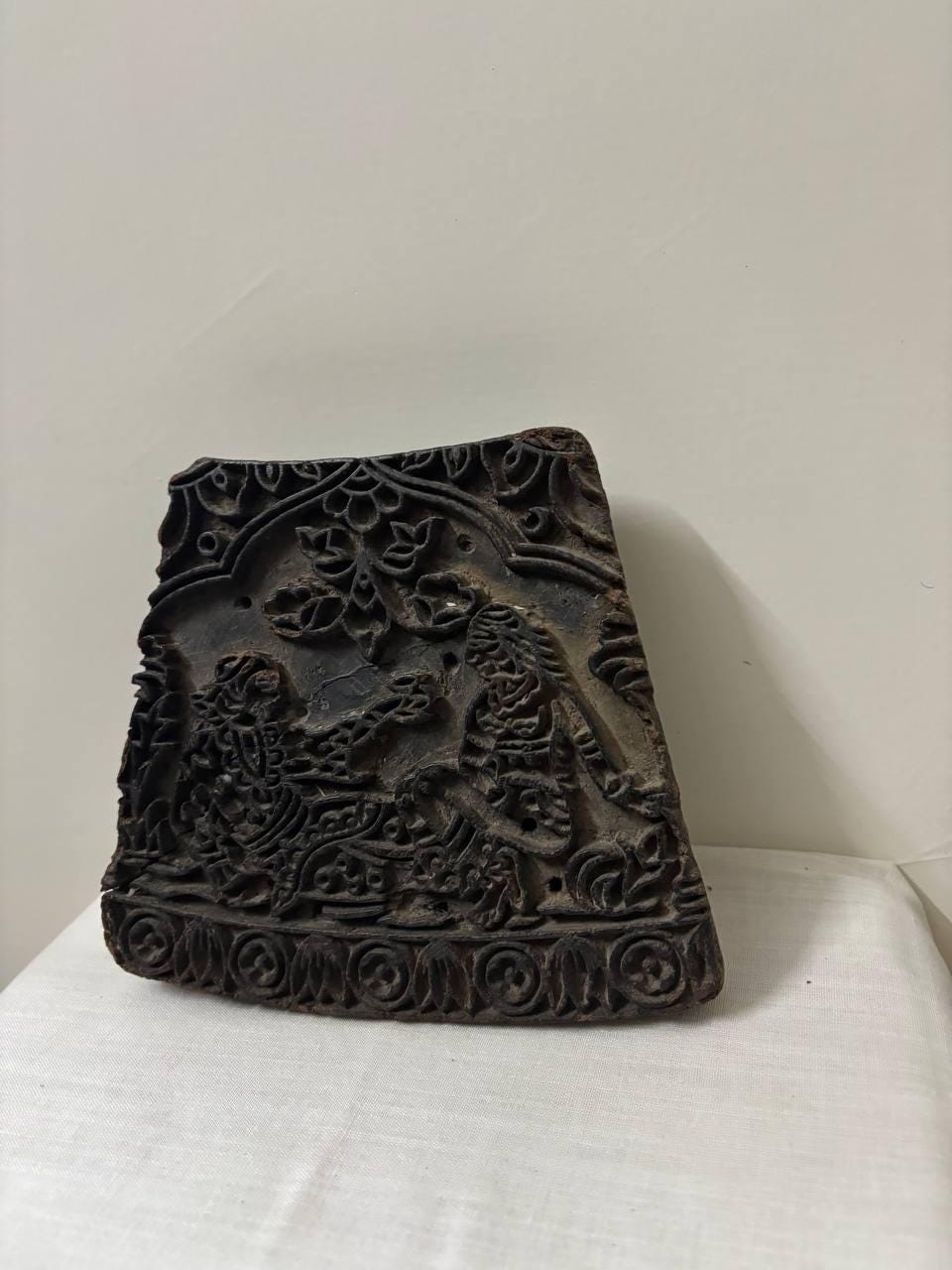 Antique Indian Wood Block – Mughal Textile Stamp, Rustic Decor