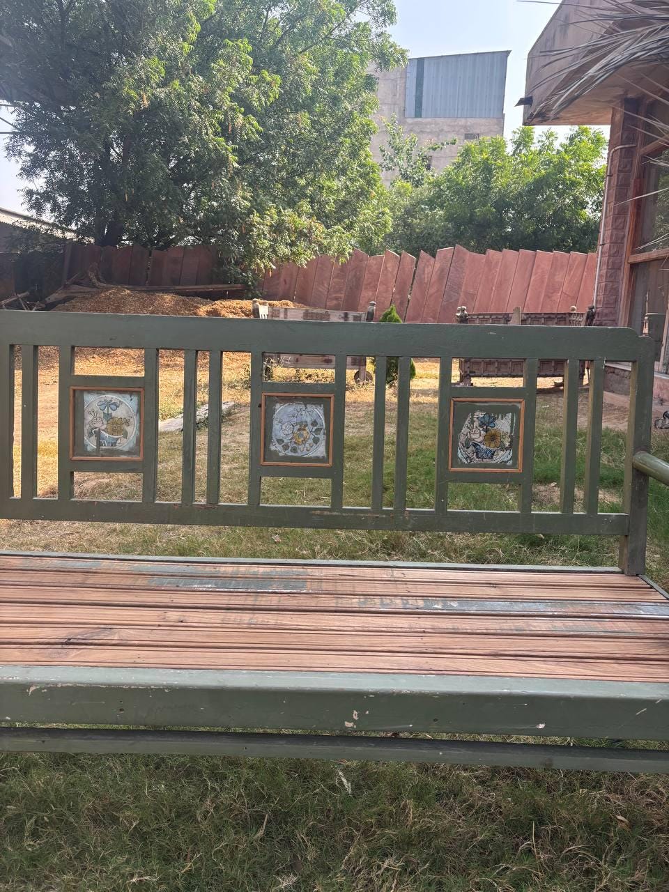 Vintage Wooden Bench – Handcarved Indian Garden Seating