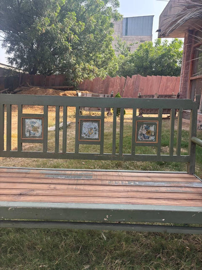 Vintage Wooden Bench – Handcarved Indian Garden Seating