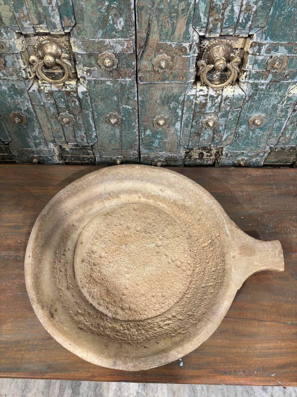 Antique Carved Marble Plate: Rustic Serving Platter, Home Decor