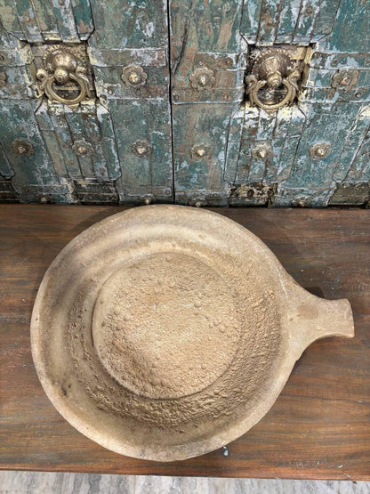 Antique Carved Marble Plate: Rustic Serving Platter, Home Decor