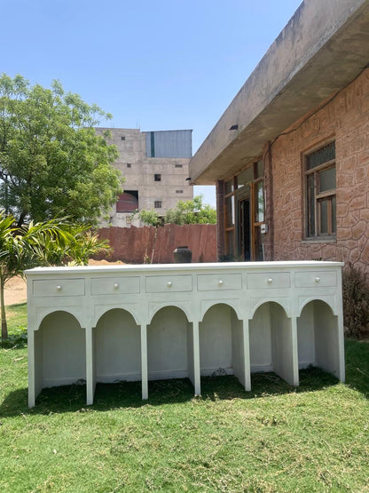 Modern Arch Wooden Console Table: Handcrafted Minimalist Accent Furniture