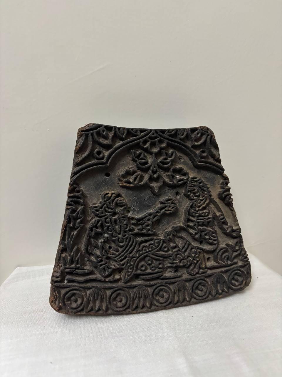 Antique Indian Wood Block – Mughal Textile Stamp, Rustic Decor