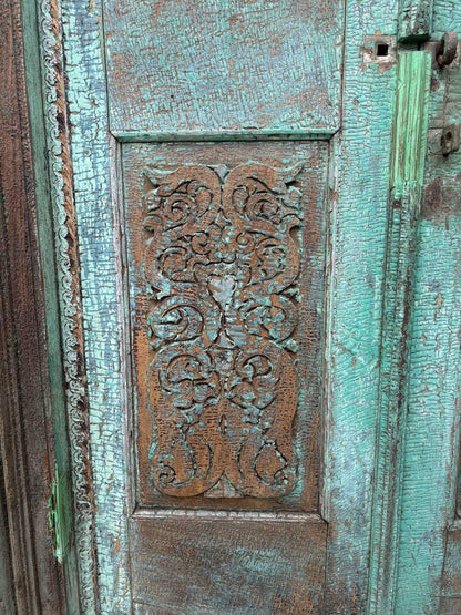 Carved Wooden Indian Doors: Boho Farmhouse Entrance