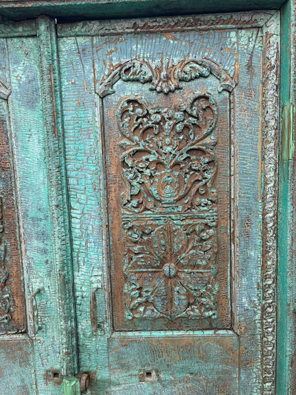 Carved Wooden Indian Doors: Boho Farmhouse Entrance