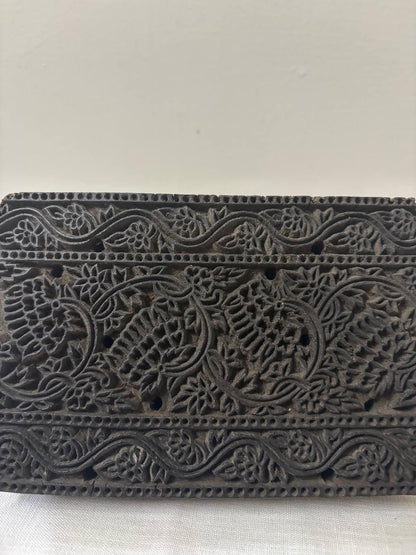 Antique Hand-Carved Indian Wood Textile Block – Mughal Rajput Pattern