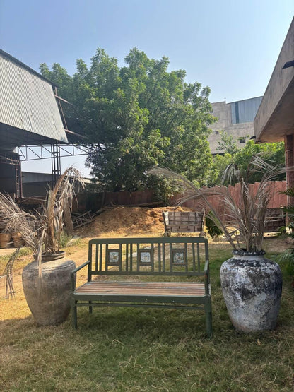 Vintage Wooden Bench – Handcarved Indian Garden Seating