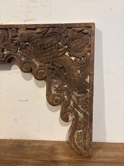 Antique Hand Carved Teak Wood Arch Frame, Indian Architectural Salvage