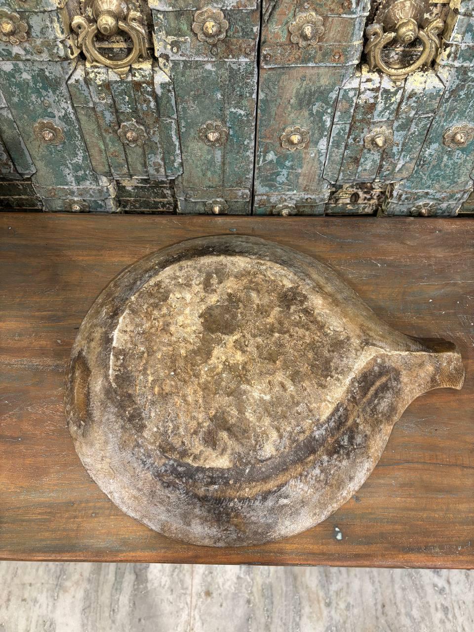 Antique Carved Marble Plate: Rustic Serving Platter, Home Decor