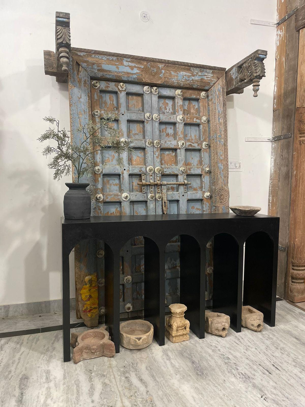 Modern Arch Wooden Console Table: Handcrafted Minimalist Accent Furniture