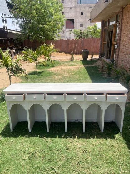 Modern Arch Wooden Console Table: Handcrafted Minimalist Accent Furniture