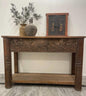 Carved Wood Indian Console Table: Rustic Boho Entryway Decor