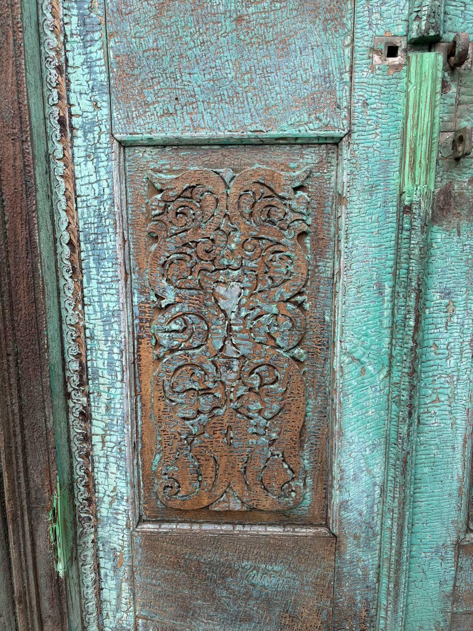 Carved Wooden Indian Doors: Boho Farmhouse Entrance