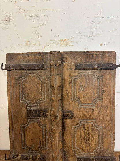 Antique Hand-Carved Shekhawati Window: Rustic Indian Wall Decor