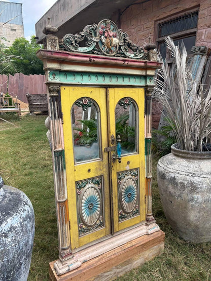 Antique Carved Wood Window: French Colonial Sunflower Panel, Original Glass