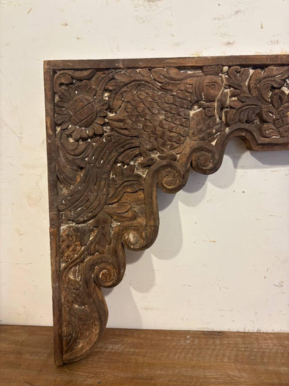 Antique Hand Carved Teak Wood Arch Frame, Indian Architectural Salvage