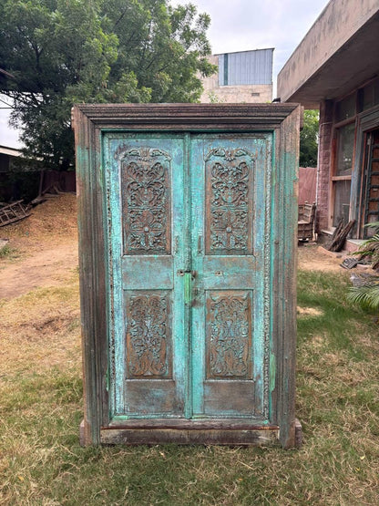 Carved Wooden Indian Doors: Boho Farmhouse Entrance