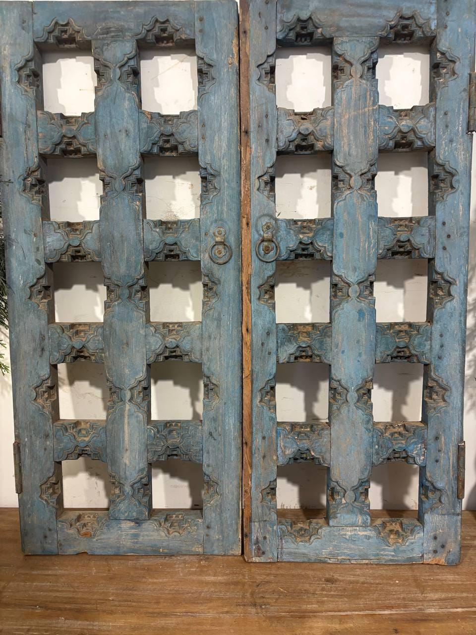 Antique Hand-Carved Shekhawati Window: Rustic Indian Wall Decor