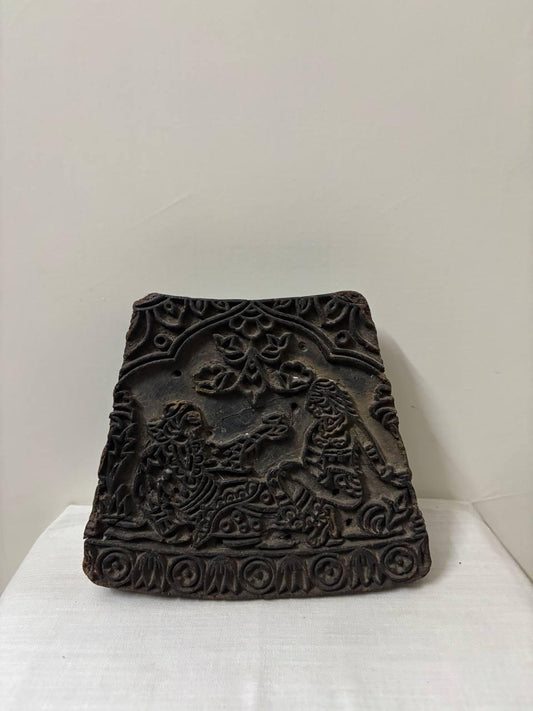 Antique Indian Wood Block – Mughal Textile Stamp, Rustic Decor