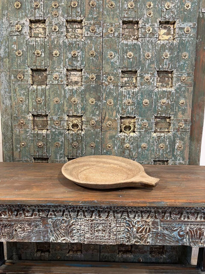 Antique Carved Marble Plate: Rustic Serving Platter, Home Decor