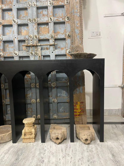 Modern Arch Wooden Console Table: Handcrafted Minimalist Accent Furniture