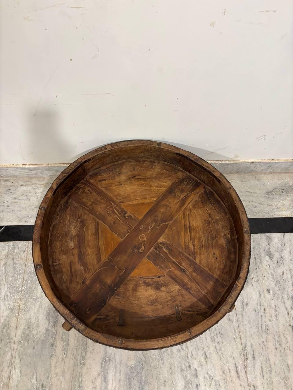 Handmade Indian Wooden Low Table: Bohemian Carved Chowki Bajot