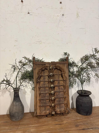 Antique Hand-Carved Shekhawati Window: Rustic Indian Wall Decor