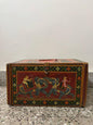 Hand-Painted Wooden Storage Box | Vintage Rajasthani Elephant Art Trunk