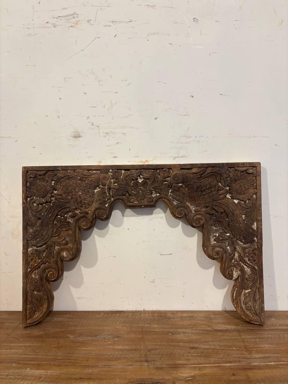Antique Hand Carved Teak Wood Arch Frame, Indian Architectural Salvage