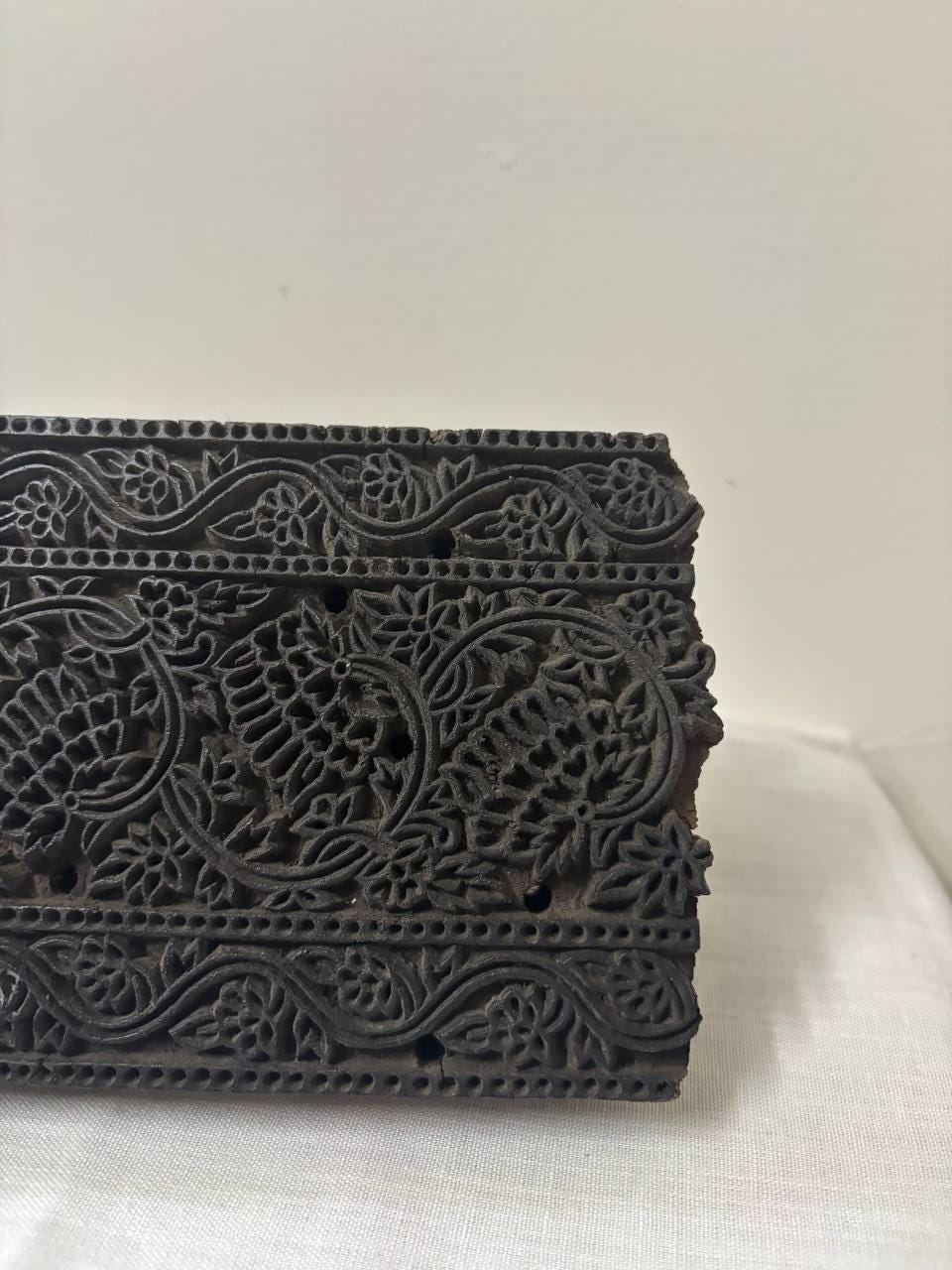 Antique Hand-Carved Indian Wood Textile Block – Mughal Rajput Pattern