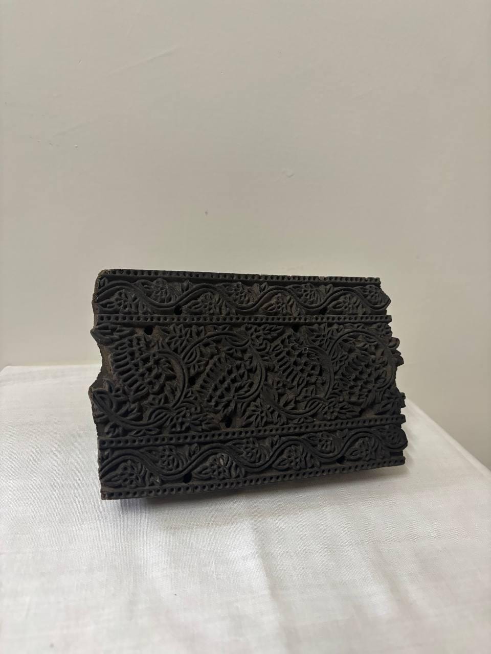 Antique Hand-Carved Indian Wood Textile Block – Mughal Rajput Pattern