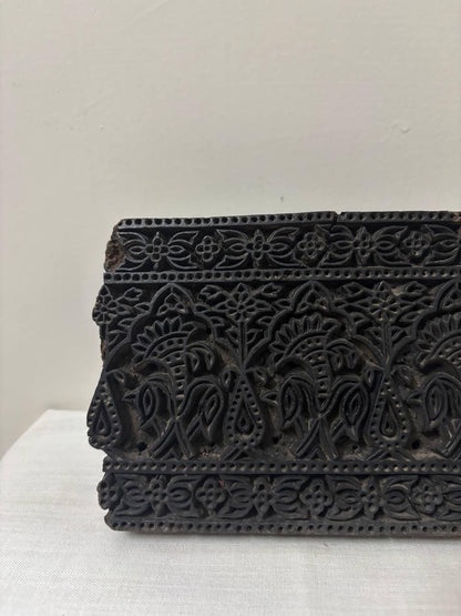 Antique Hand-Carved Indian Textile Printing Block – Mughal Rajput Pattern