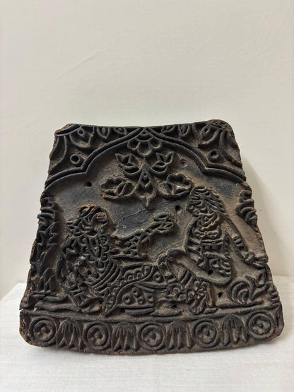 Antique Indian Wood Block – Mughal Textile Stamp, Rustic Decor