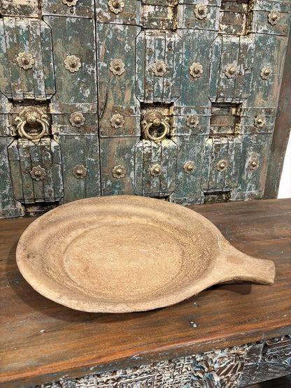 Antique Carved Marble Plate: Rustic Serving Platter, Home Decor