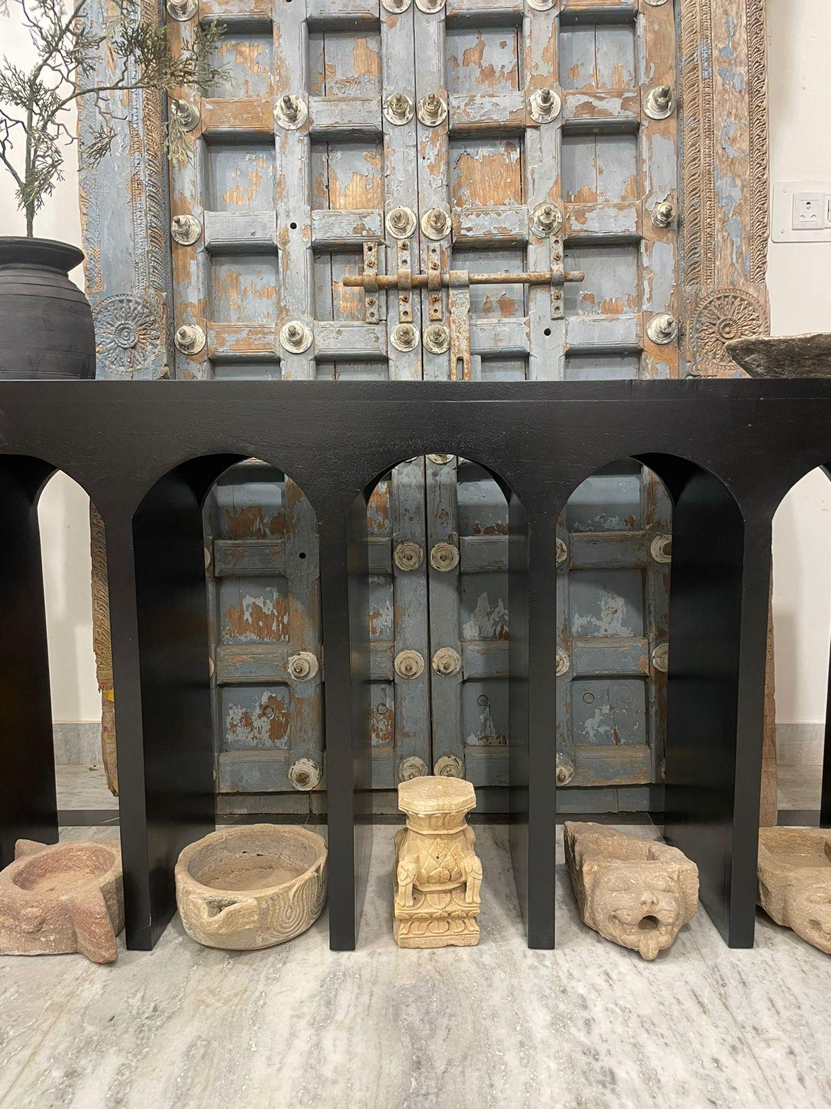 Modern Arch Wooden Console Table: Handcrafted Minimalist Accent Furniture