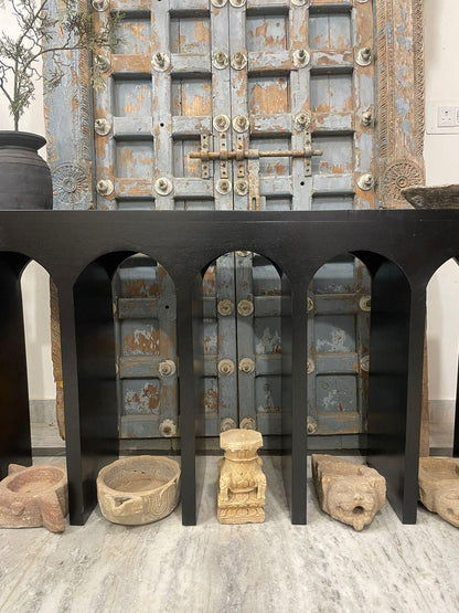 Modern Arch Wooden Console Table: Handcrafted Minimalist Accent Furniture