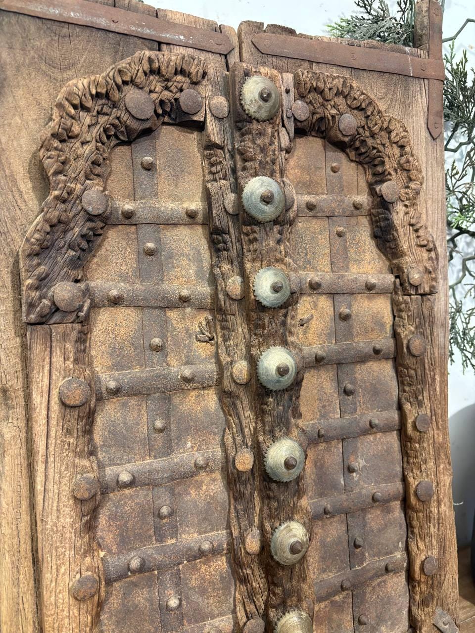 Antique Hand-Carved Shekhawati Window: Rustic Indian Wall Decor