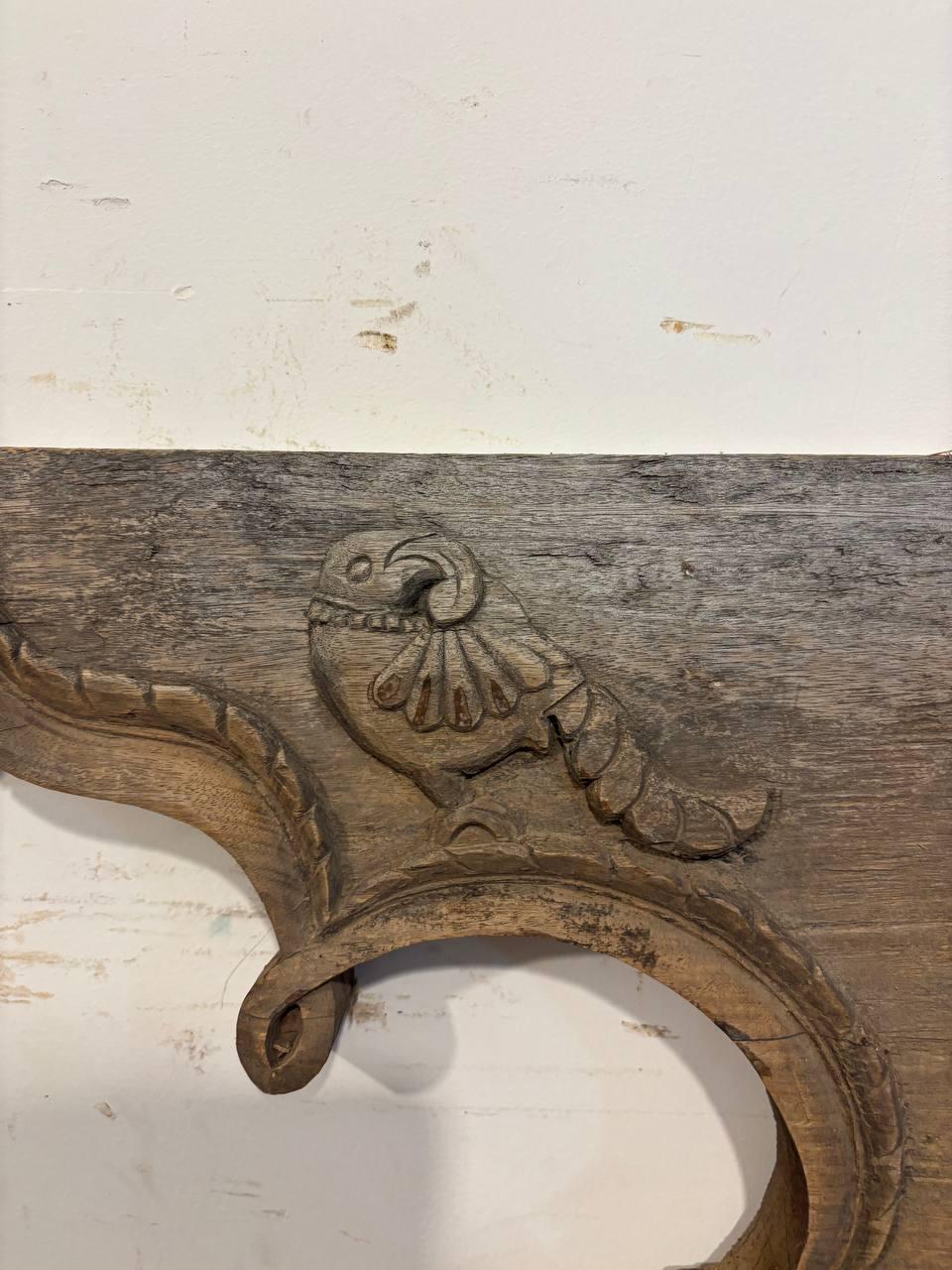 Antique Hand Carved Teak Wood Arch: Indian Architectural Salvage Decor