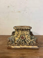 Antique Hand-Carved Wooden Column Base: French Colonial Garden Stool Candle Stands
