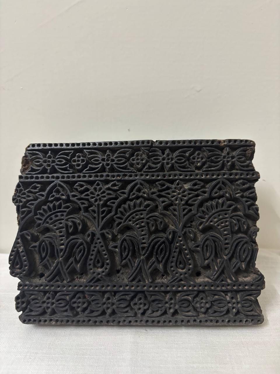 Antique Hand-Carved Indian Textile Printing Block – Mughal Rajput Pattern