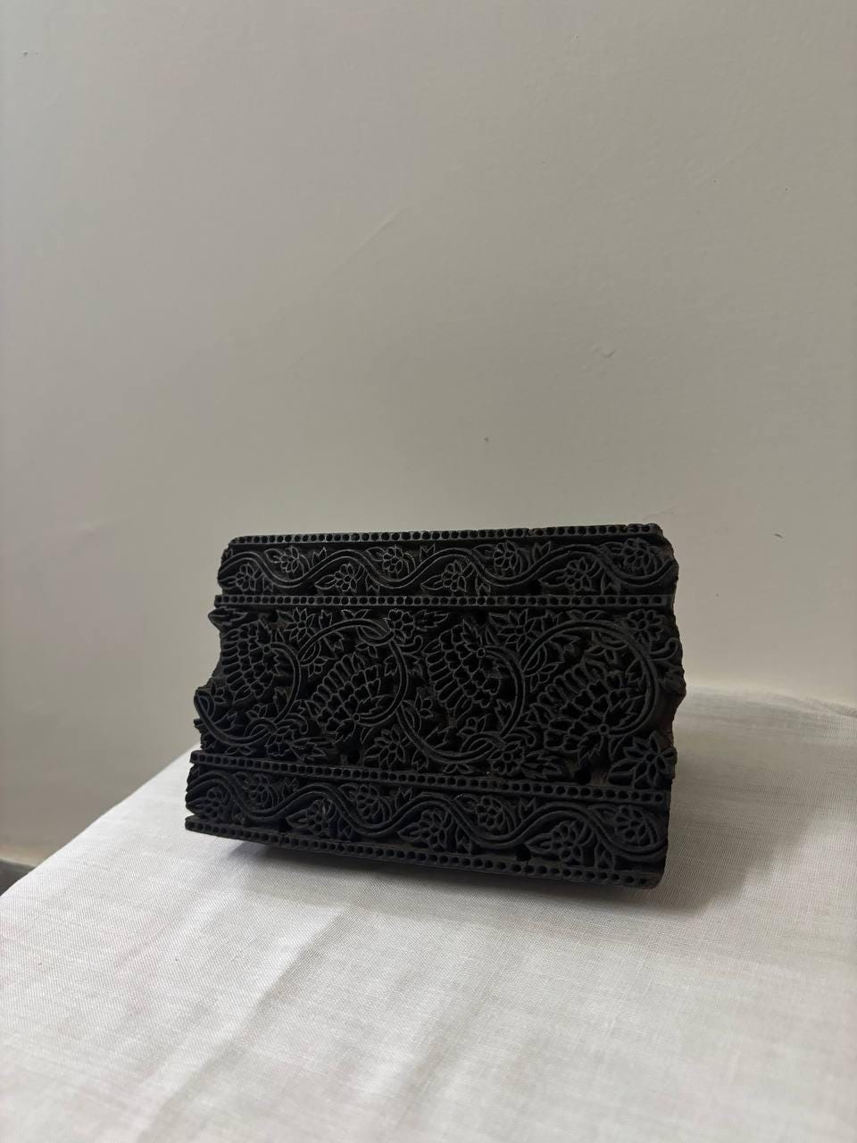 Antique Hand-Carved Indian Wood Textile Block – Mughal Rajput Pattern