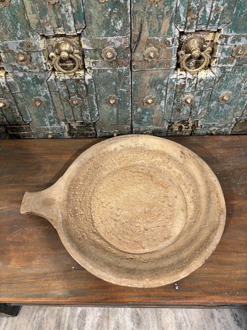 Antique Carved Marble Plate: Rustic Serving Platter, Home Decor