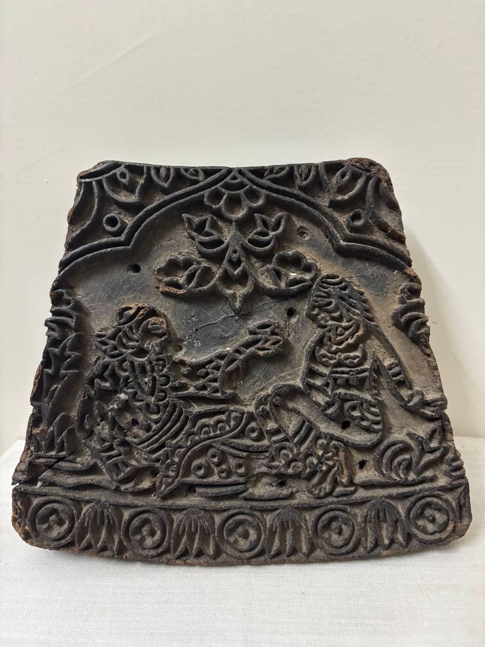 Antique Indian Wood Block – Mughal Textile Stamp, Rustic Decor