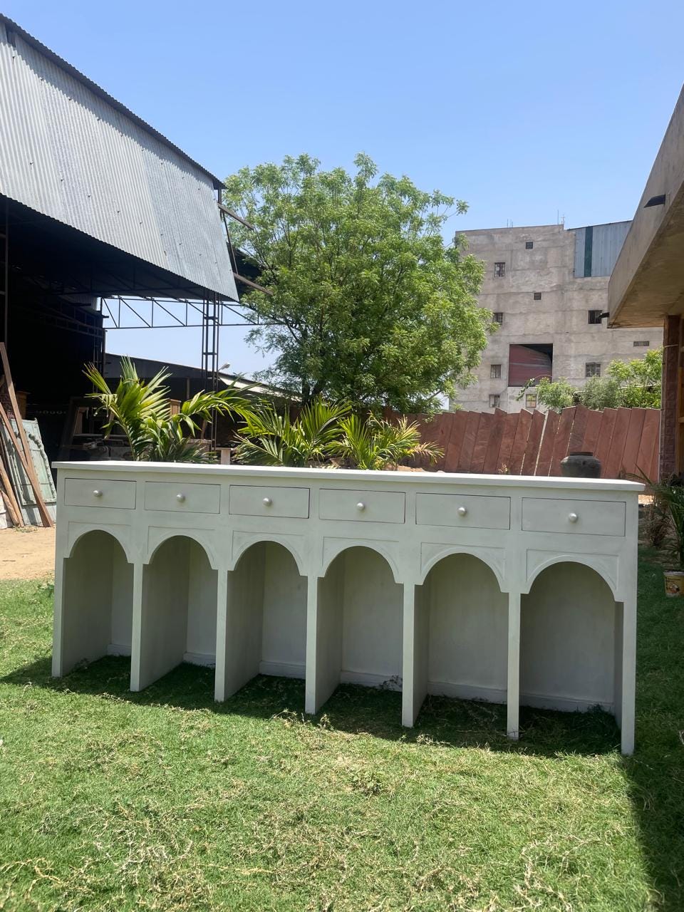 Modern Arch Wooden Console Table: Handcrafted Minimalist Accent Furniture