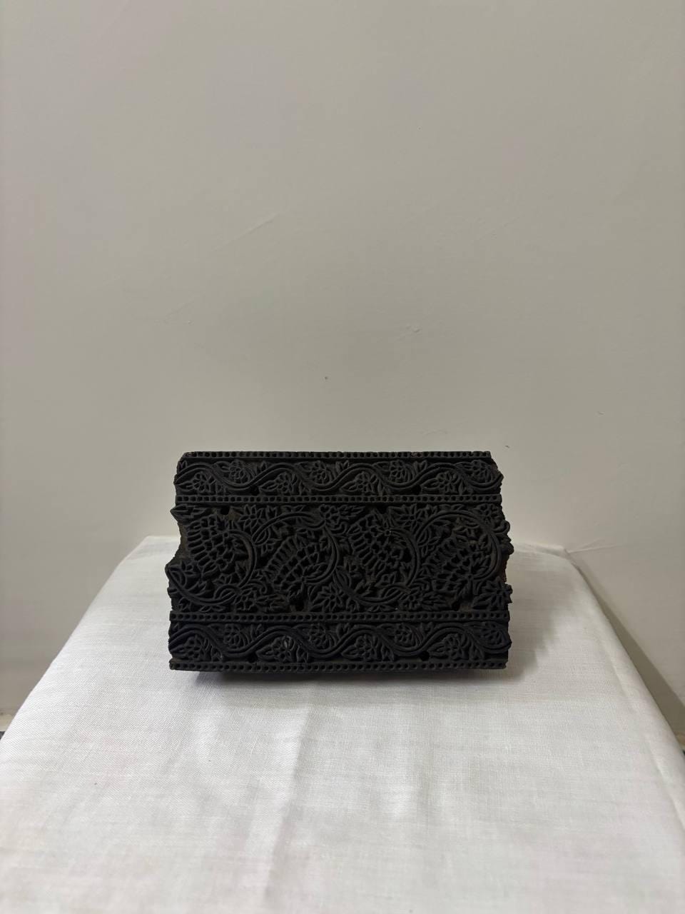 Antique Hand-Carved Indian Wood Textile Block – Mughal Rajput Pattern