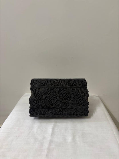 Antique Hand-Carved Indian Wood Textile Block – Mughal Rajput Pattern