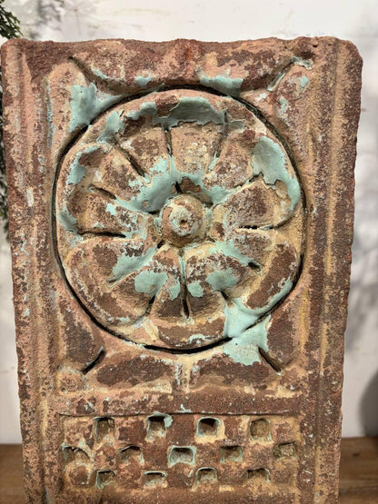 Handcrafted Stone Shrine Decor with Iron Stand: Spiritual Home Accent