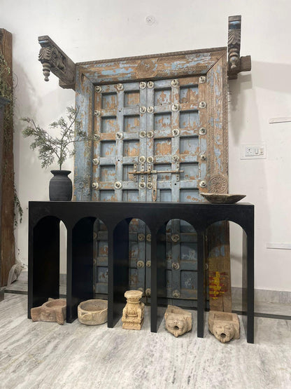 Modern Arch Wooden Console Table: Handcrafted Minimalist Accent Furniture